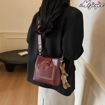 2025 Women's PU Leather Bucket Bags with Inner Pocket Large Capacity Crossbody Bags Luxury Designer Handbag Zipper Shoulder Bags