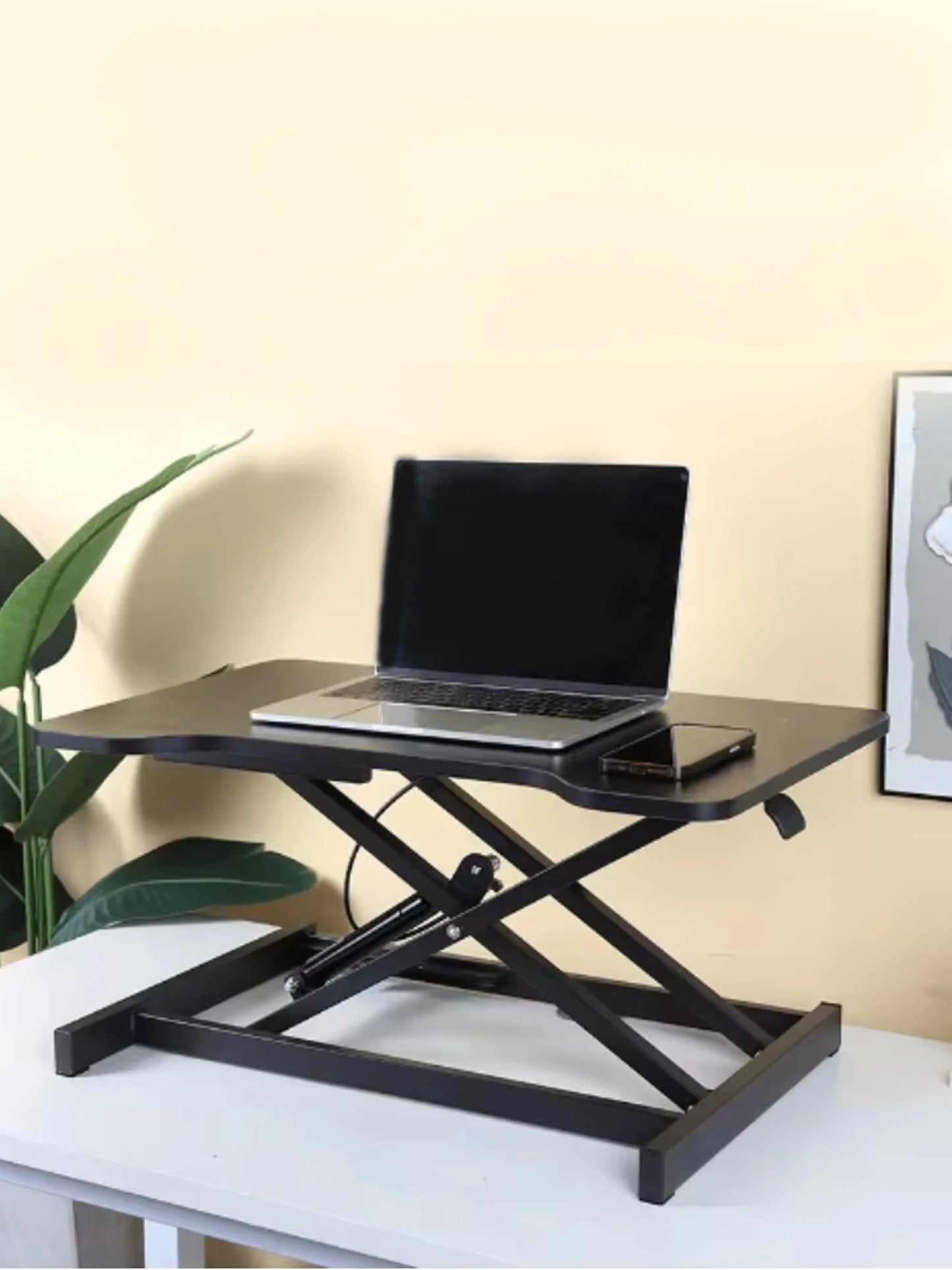 Ultra-Slim Single Top Height Adjustable Standing Desk Riser, Compact Sit Stand Desktop Converter for Monitor or Laptop