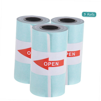 3 Rolls P1/P2 Printable Sticker Paper Roll Direct Thermal Paper w/ Self-adhesive 57*30mm for PeriPage A6 Pocket Thermal Printer