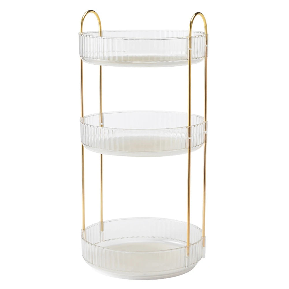 360 Degree Rotating Makeup Organizer Light Luxury Skincare Holder Rack Versatile Space-Saving for Dressing Table Washing Table