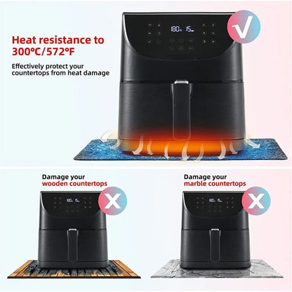 Silicon Heat Resistant Mat New Air Fryer Heatproof Worktop Protector Heat Insulation Felt Slide Countertop Protector