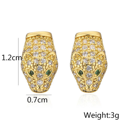 NEWBUY 2024 New Fashion Gold Color Stainless Steel Wedding Jewelry Luxury AAA CZ Zircon Leopard Earrings For Elegant Women Gift