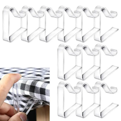 12pcs Transparent Tablecloth Clips Windproof Table Cover Clamps Table Cloth Clips for Outdoor Parties Weddings