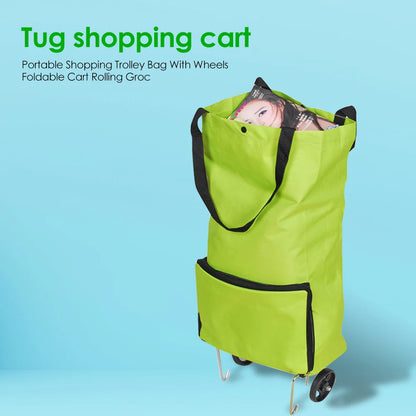 Trolley Bag Reusable Shopping Bag with Wheels Shopping Cart Carry-on Bag Upgrade Shopping Bag Folding Grocery Cart Eco-friendly