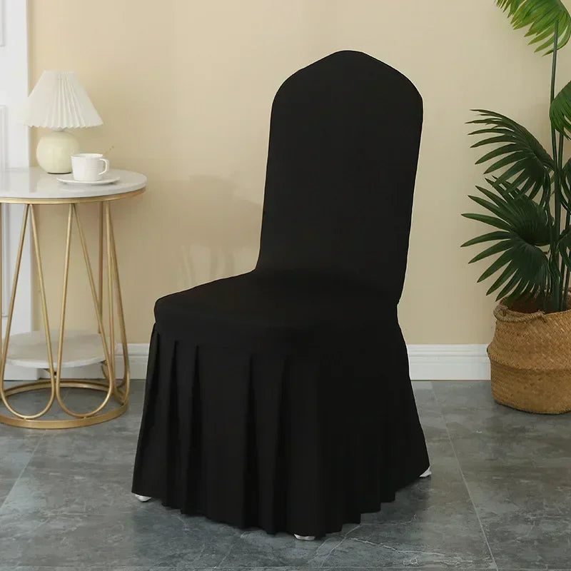 5/10/50/100pcs Pleated skirt Spandex Chair Cover Hotel Banquet Party Events Wedding Decoration Dining Room Seat Protector Covers