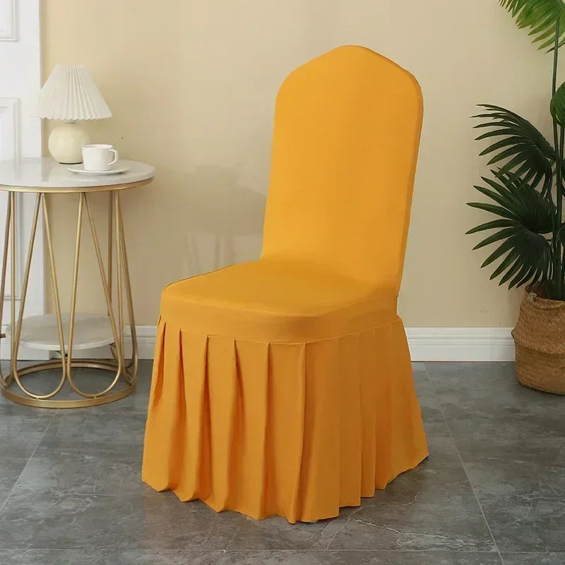 5/10/50/100pcs Pleated skirt Spandex Chair Cover Hotel Banquet Party Events Wedding Decoration Dining Room Seat Protector Covers