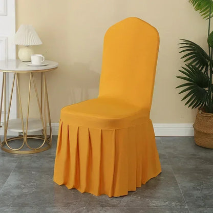 5/10/50/100pcs Pleated skirt Spandex Chair Cover Hotel Banquet Party Events Wedding Decoration Dining Room Seat Protector Covers