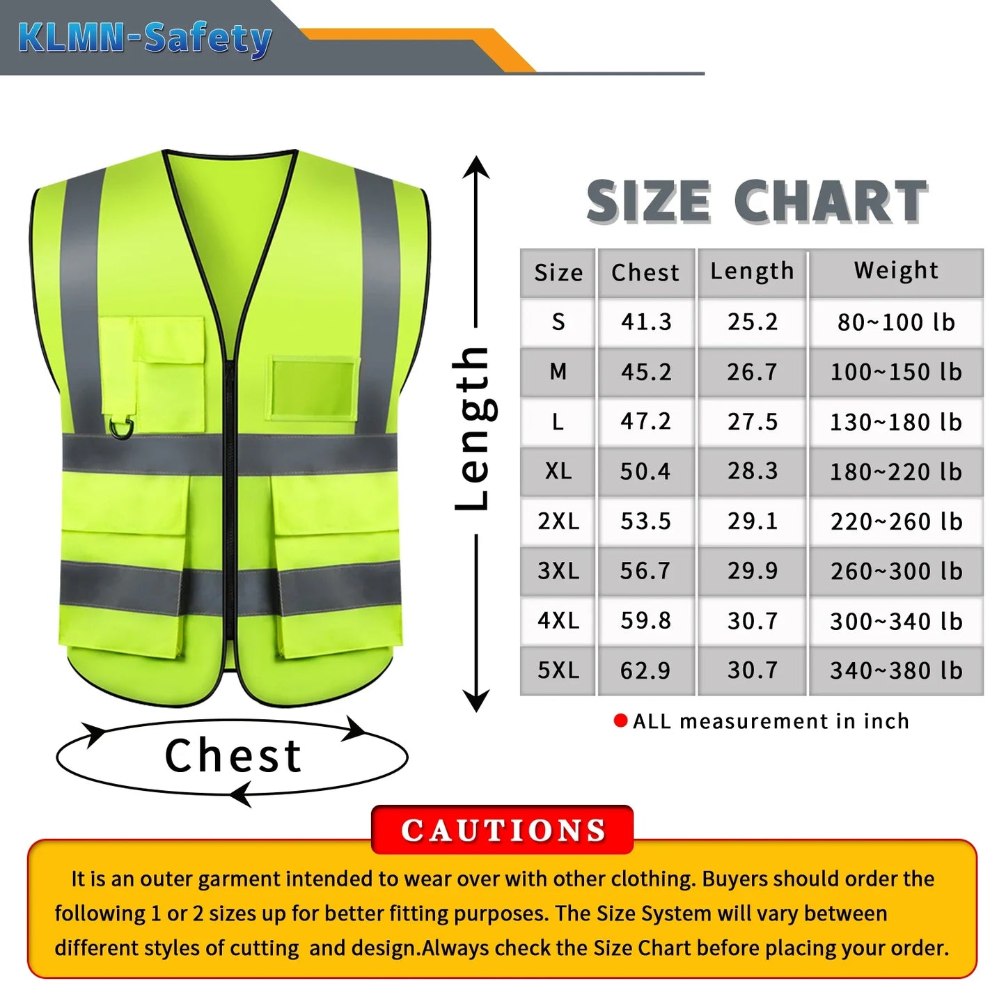 S-5XL Custom LOGO Safety Vest Reflective Vest with Pockets and Zipper High Visibility Construction Vest Workwear