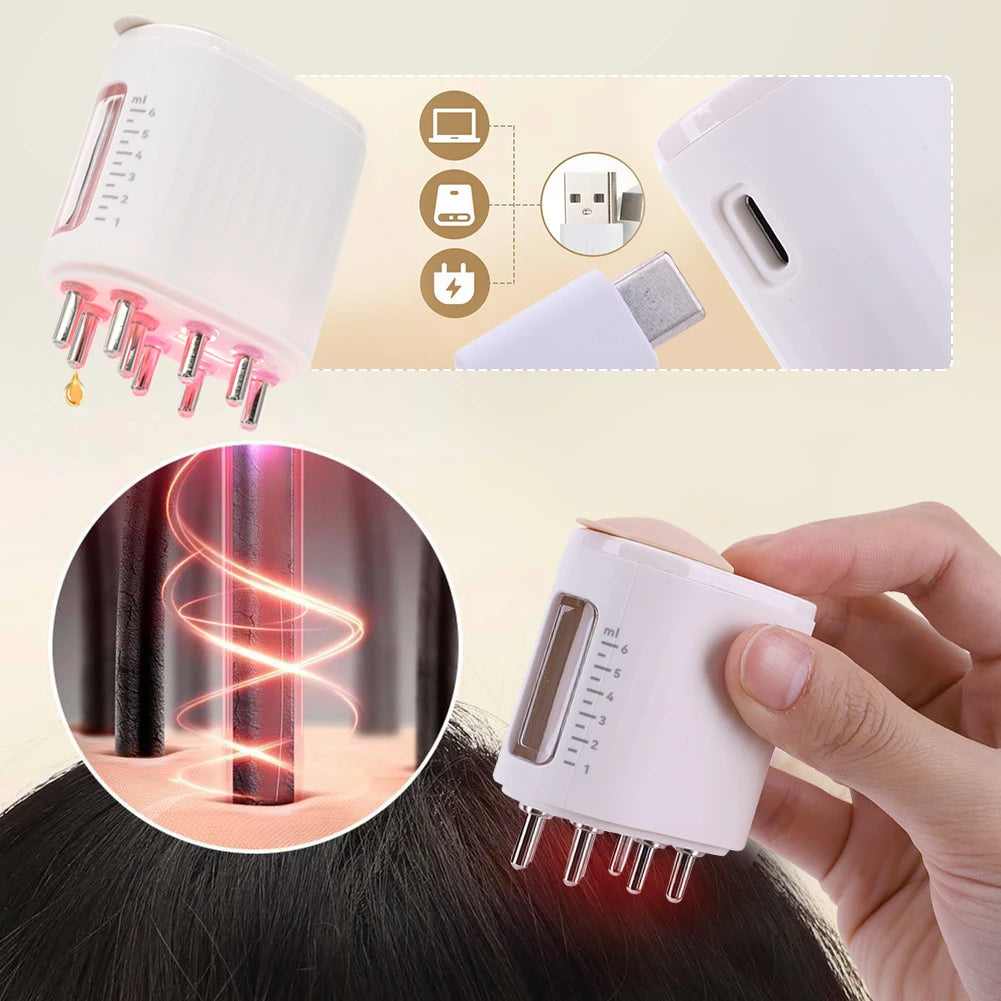 2 in 1 Electric Hair Oil Applicator Scalp Massager Scalp Oil Applicator Head Massager for Hair Growth Fluid Essential Oil Serum