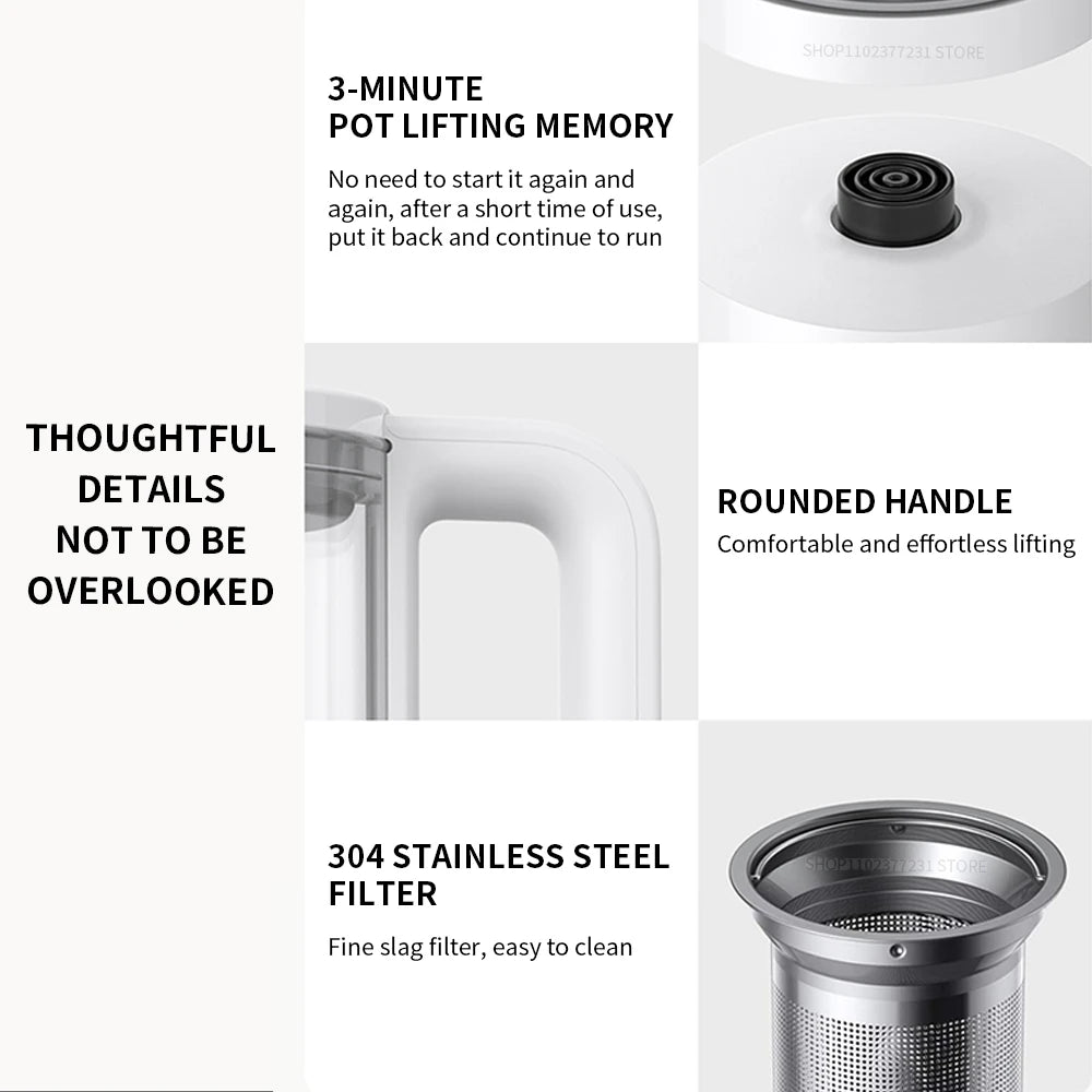 New Xiaomi Mijia Multifunctional Health Kettle S1 1.5L 1000W High Borosilicate Glass Body 316L Stainless Steel Heating Plate