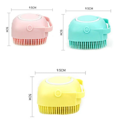 Pet Dog Shampoo Brush 2.7oz 80ml Cat Massage Comb Grooming Scrubber  for Bathing Short Hair Soft Silicone Rubber