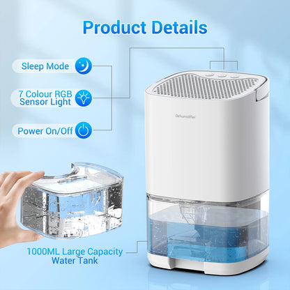 1000ml Air Dehumidifier Portable Mute Kitchen Moisture Absorbers Machine Air Dryer For Home Bedroom Office Anti Humidity Dryer