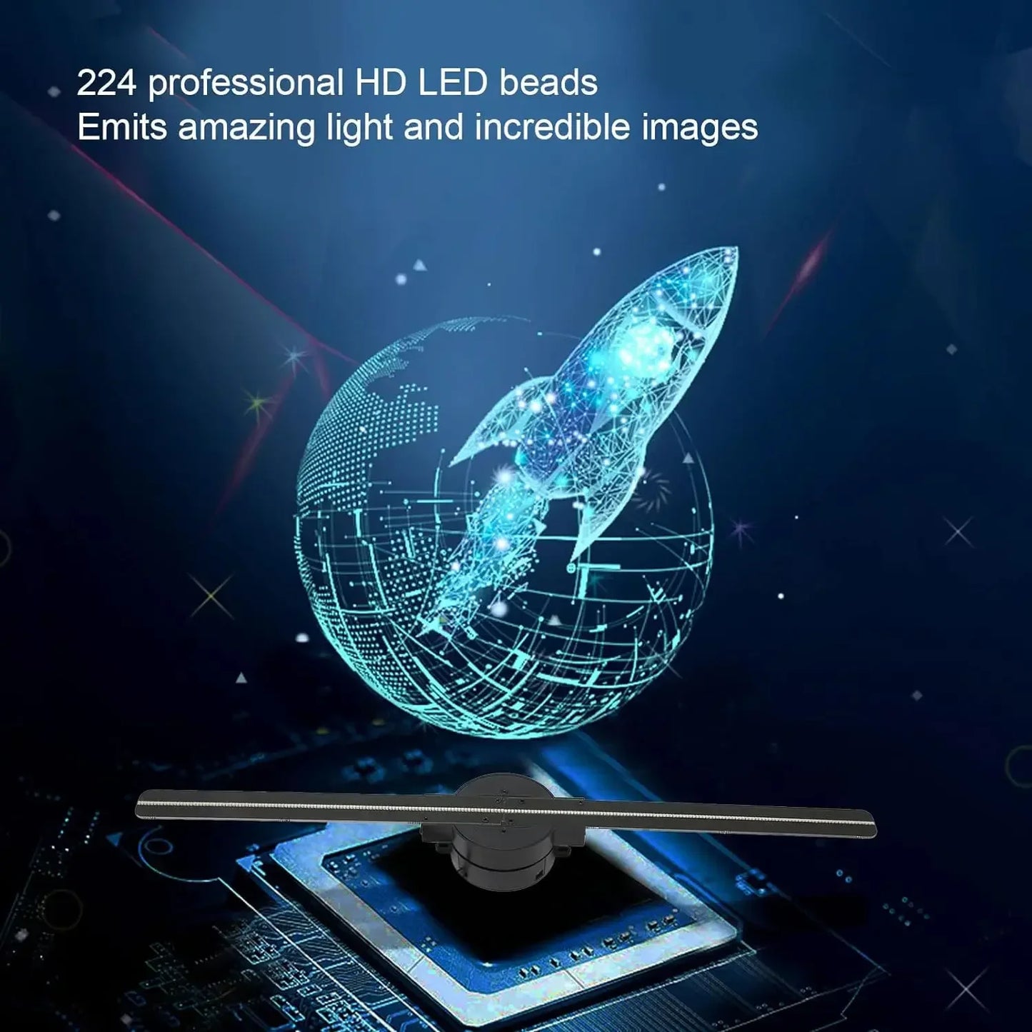 42CM 3D Hologram Fan 3D Holographic Projector Advertising Display Light HD Holographic Projector for Stores Bars Party Xmas