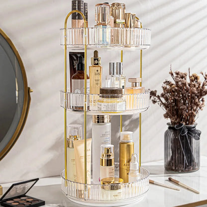 360 Rotating Makeup Organizer for Vanity Bathroom Countertop Organizer Perfume Organizer Skincare Dresser Holder Rack 3 Layers