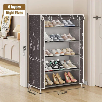 Shoe Cabinet Dustproof Fabric Multifunctional Storage Shoe Rack Moisture-proof Elevated Design Large Capacity Shoe Rack Cabinet