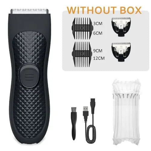 Body Hair Trimmer for Men Electric Groin Hair Trimmer Rechargeable Balls Groomer Replaceable Ceramic Blade Head Waterproof