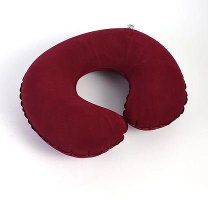 1pc Inflatable C-shaped Pillow Travel Neck Pillow Portable Round Pillow Cushion