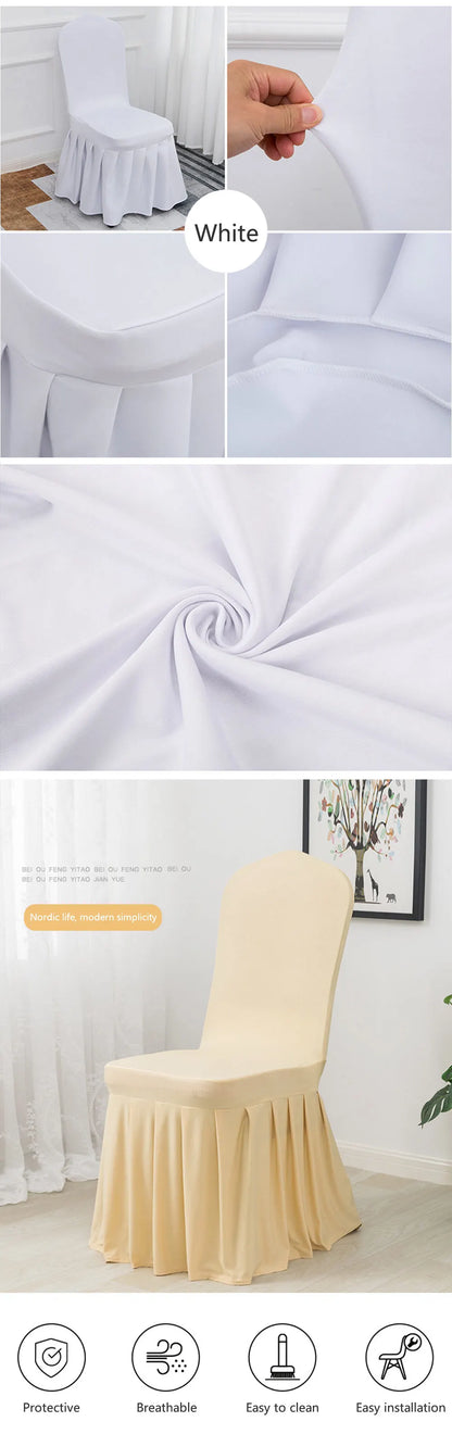 5/10/50/100pcs Pleated skirt Spandex Chair Cover Hotel Banquet Party Events Wedding Decoration Dining Room Seat Protector Covers