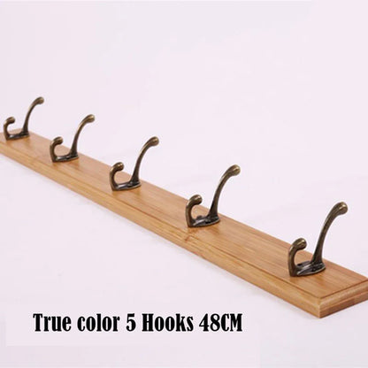 Wall Mounted Solid Wood Coat Rack with Hooks Hats Clothes Hanger Closet Organizer Perchero Furniture for Hallway Entrance Decor