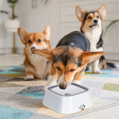 Water Feeder Bowl with Waterproof Cloth Mat, Floating Pet Dog Drinking Bowl, Splash-Free Plastic Dispenser