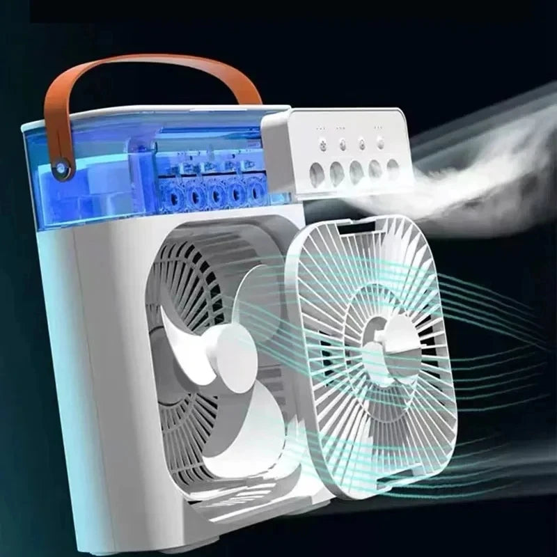 New 3 In 1 Fan AIr Conditioner Household Mini Air Cooler LED Night Light Portable Humidifier Air Adjustment Fan Office Home Fan