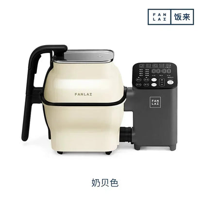 New intelligent frying robot - automatic. Multifunction for household. Kitchen cooking frying pan. Cooking frying machine.