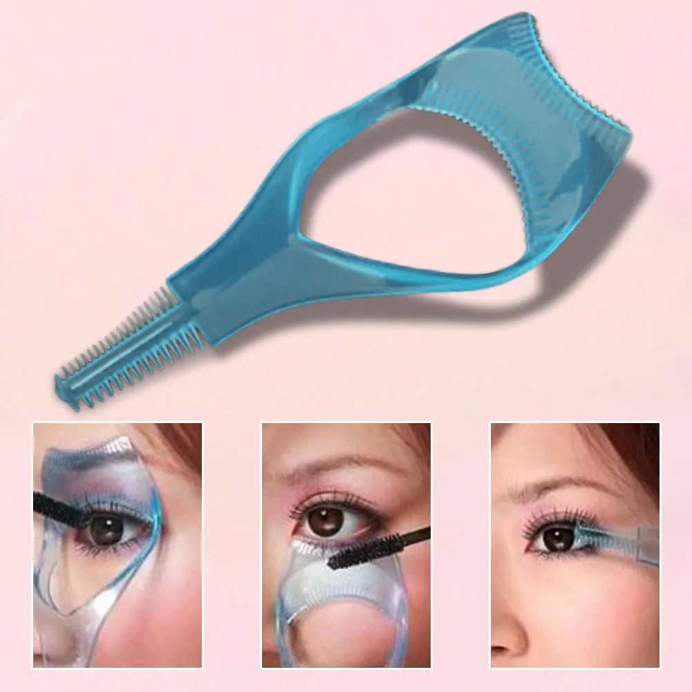 3-in-1 Eyelash Brush Curler Mascara Guard Plastic Makeup Eyelash Tool Reusable Mascara Shield for Women Girls