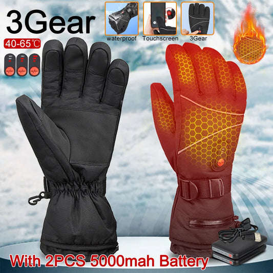 Electric Heated Gloves No Battery USB Hand Warmer Heating Gloves Winter Motorcycle Thermal Touch Screen Waterproof Bike Gloves