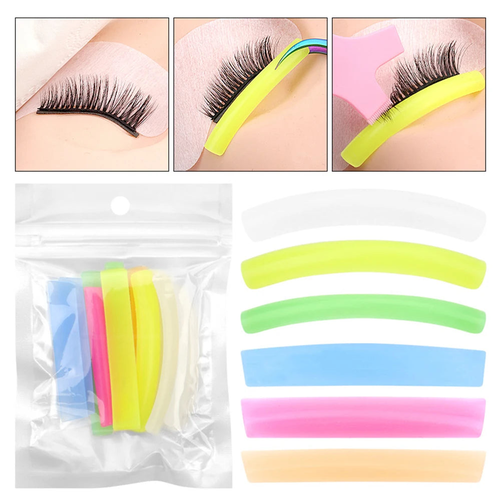 6 Pairs Silicone Eyelash Perm Lift Pads Different Size Eyelash Lift Rods Reusable for Eyelash Lifting for Different Eye Shapes