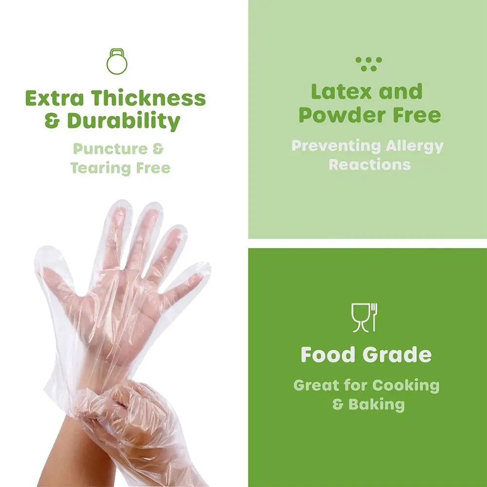 100Pcs Food Grade Disposable Gloves Portable Non-Slip Acid Work Safety Cleaning Gloves Transparent TPE Latex Free Gloves