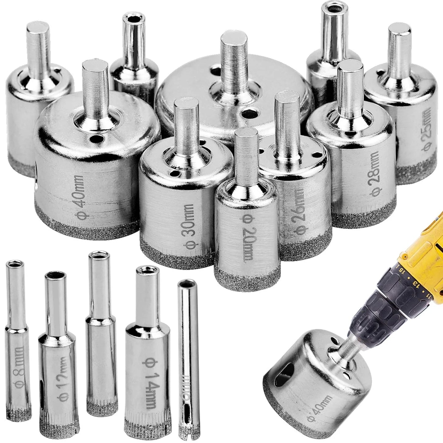 30pcs Diamond Hole Saw Drill Bit Set 6-50mm Cutter Glass Ceramic Tile Porcelain