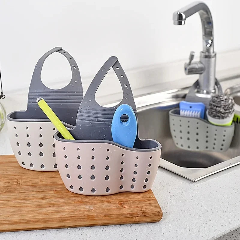 Sink Caddy Sponge Holder,Kitchen Sink Storage,Hanging Bag Basket Organizer for Sponges Soaps ,Cleaning Brushes Sink Accessories