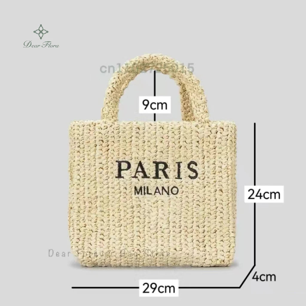 Women Summer Beach Vacation Fashion Straw Knitting Shoulder Bag Hollow Out Handwoven Handbag Portable Large Capacity Casual Tote