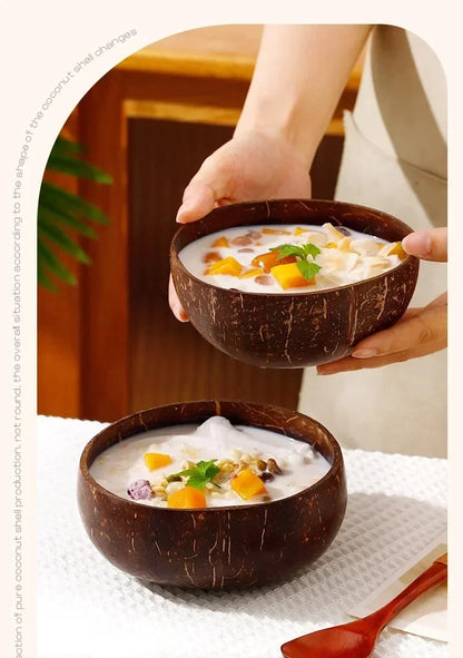 WIKHOSTAR Coconut Bowls For Serving Dishes Wooden Salad Natural Coconut Shell Bowl  Bowl Serving Utensils Breakfast Party