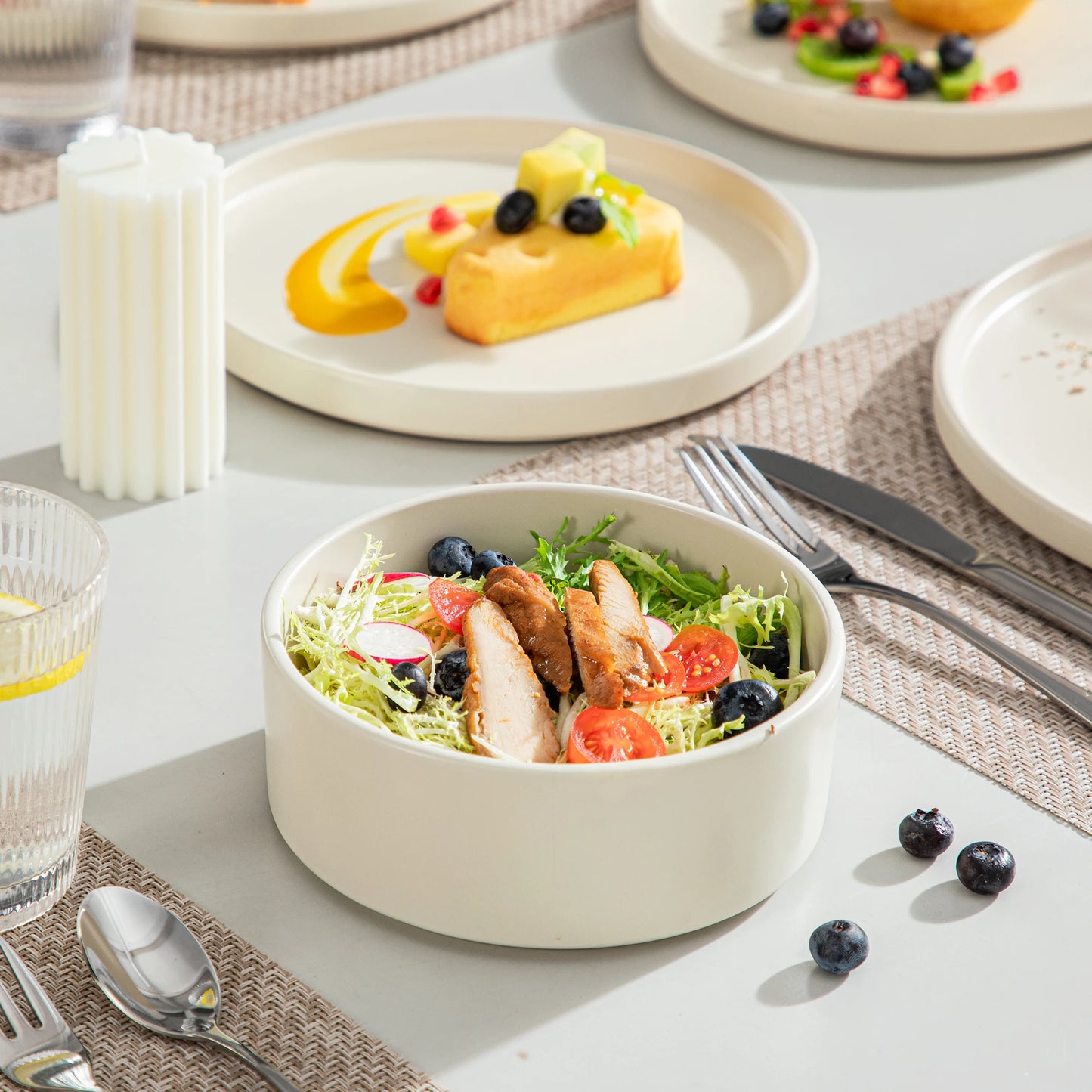 VANCASSO VENUS Serie 12/24/36 Piece CREAM WHITE Stoneware Tableware Set with Dinner/Dessert Plate/Bowl For 4/8/12 people