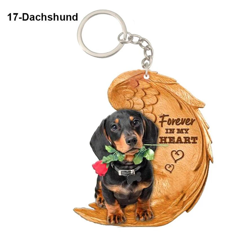 39 Style Cut Dog Forever In My Heart Angel Pendant Bag Keychain Car Key Chain Keyring Pet Jewelry Best Friends Gifts Accessories