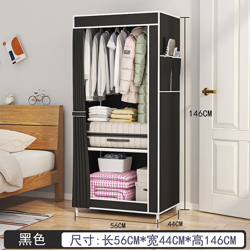 Simple Wardrobe Bedroom Household Simple Assembly Cloth Wardrobe Rental Housing Storage Wardrobe Storage Simple Storage Cabinet