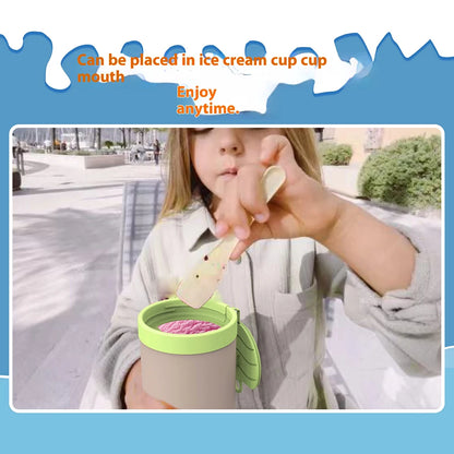 Silicone Ice Cream Cup with Lid & Spoon Ice Cream Container Freezer Storage Container for Stanley 40oz Water Cup Accessories