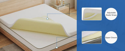 4FT6 Double Memory Foam Mattress Topper, 4.33 Inch Mattress Topper Double Bed With High-Density Foam, Washable & Removable Zippe