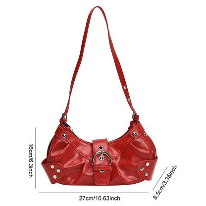 Y2K Red Bag Purse for Women Luxury Handbag Designer Shoulder Bags Girls Punk Clutch Purses Retro Top Handle Bag Women's Bag 2024