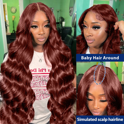 30 32 Inch Brazilian Reddish Brown 13x4 13x6 HD Lace Front Wigs Human Hair Body Wave 250% Colored Lace Frontal Wig For Women