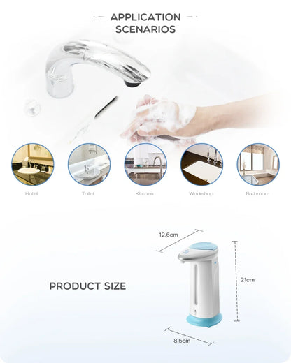 400ml Automatic Liquid Soap Dispenser Shampoo Dispenser Smart Sensor Touchless Dispenser For Kitchen Bathroom Accessories Set