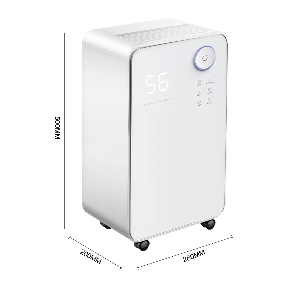 White 16L Low Noise Dehumidifier with Wheels and WiFi