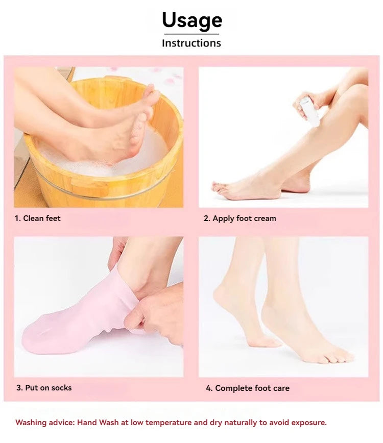 2pcs Silicone Moisturizing Foot Socks For Dry Cracked Feet Foot CareSocks Massage Moisturizing Gel Socks Pedicure Socks Tool - M