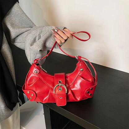 Y2K Red Bag Purse for Women Luxury Handbag Designer Shoulder Bags Girls Punk Clutch Purses Retro Top Handle Bag Women's Bag 2024