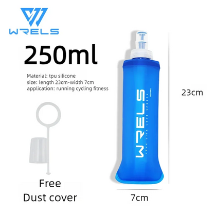 WRELS Soft Folding Water Bottle Collapsible Silicone Outdoor Sport Traveling Camp Hiking Cycling Running TPU Portable Water Bag