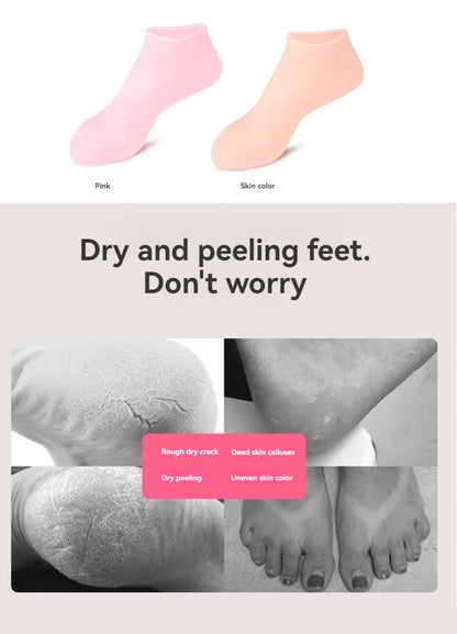 2pcs Silicone Moisturizing Foot Socks For Dry Cracked Feet Foot CareSocks Massage Moisturizing Gel Socks Pedicure Socks Tool - M