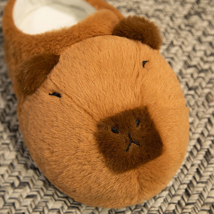 Women Capybara House Slippers Anti-Skid Capybara Animal Slippers Soft Flat Thermal Slippers Comfortable Outdoor Winter Slippers