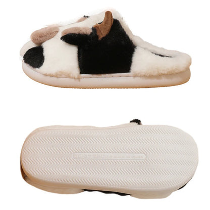 Women Warm Fur Slippers Couples House Non-Slip Soft Shoes Men Comfort Flat Heel Home Indoor Bedroom Cotton Cute Slippers