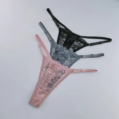 3Pcs Lace Thongs Women Lace Low Waist Panties Sexy Transparent Underwear Fashion Breathable G-string Ladies Intimates Lingerie